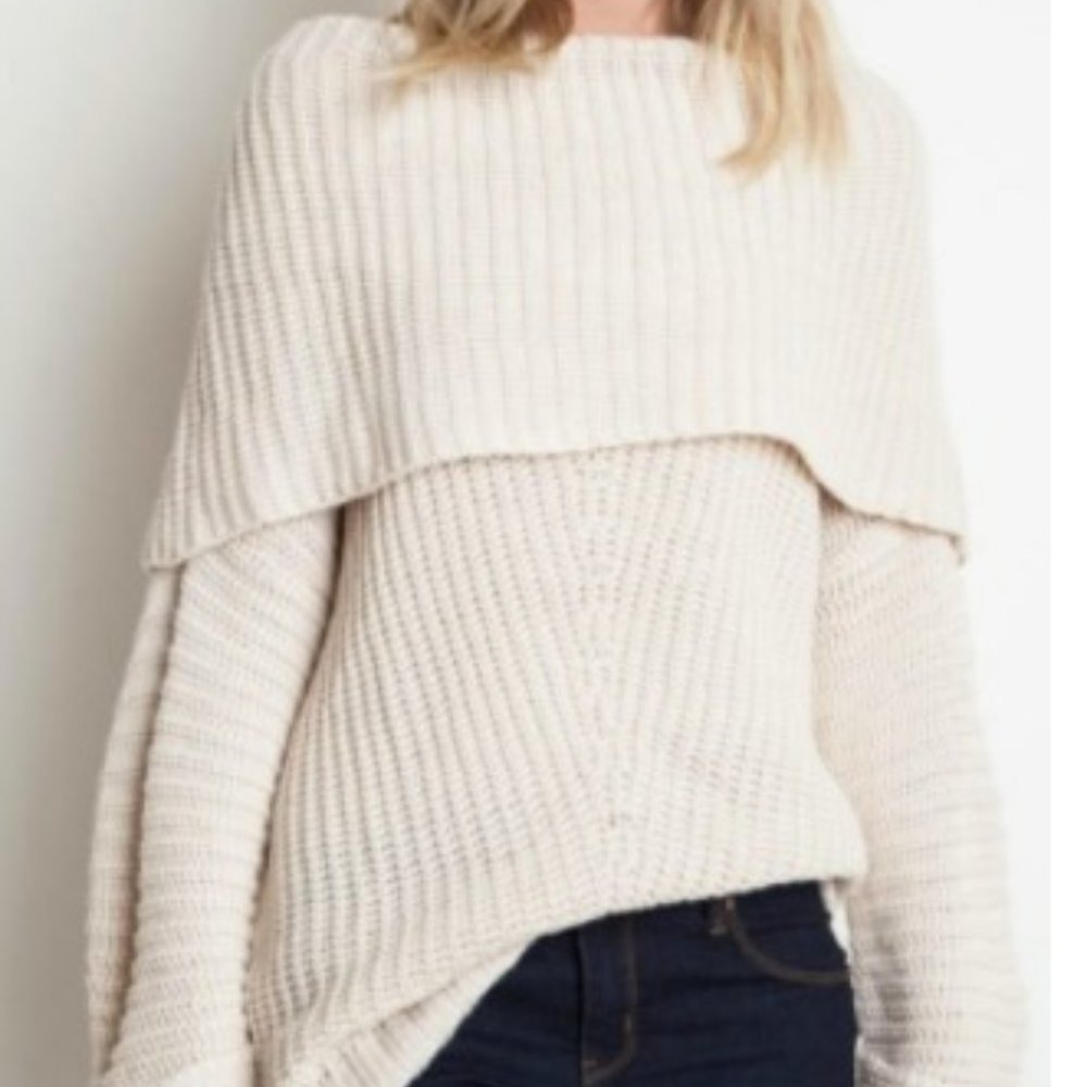 UMGEE Cowl Neck Off The Shoulder Oversized Sweater